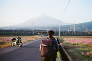 remote work laptop countryside japan