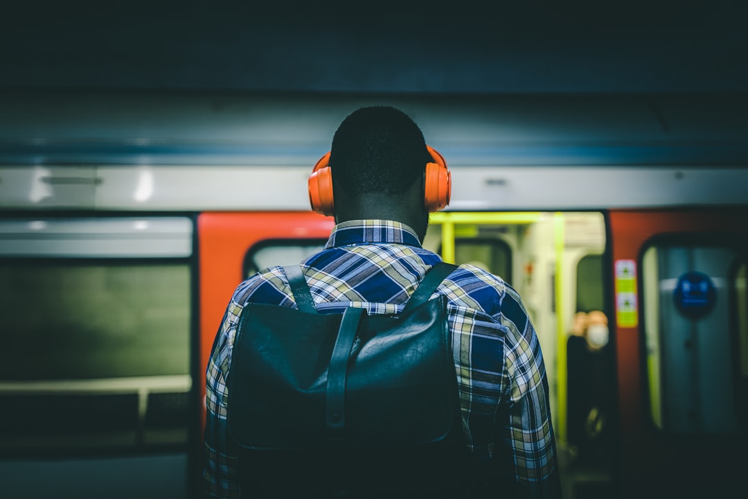 man train commute headphones