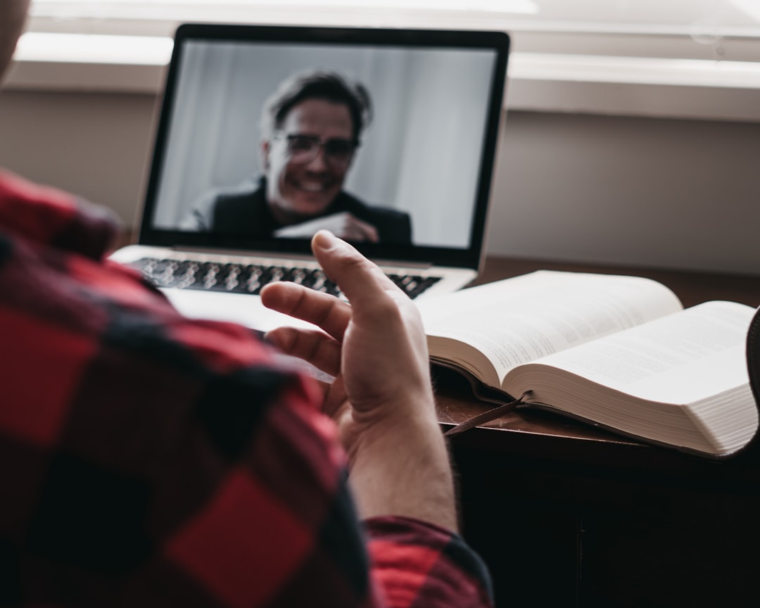 online interview video call laptop