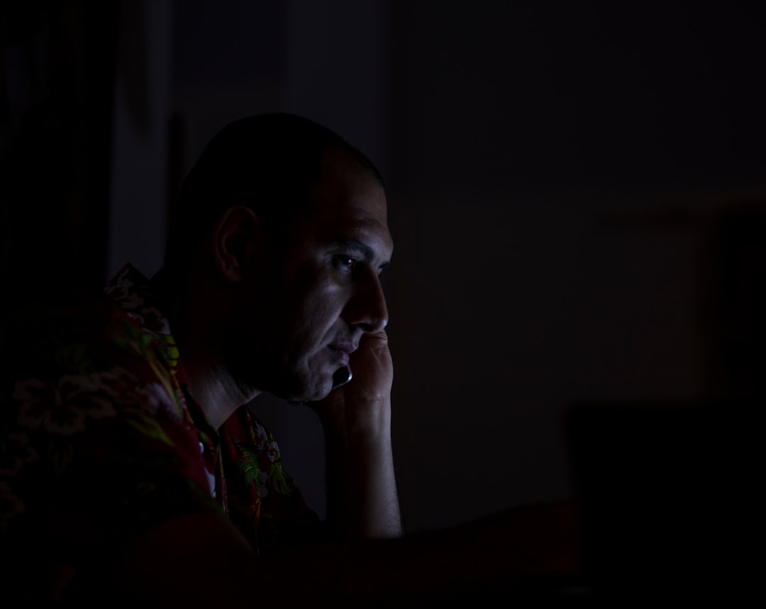 tired businessman late night laptop home study