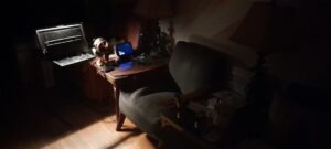 woman laptop late night home study