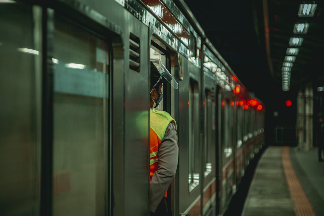 tired office worker night train commute