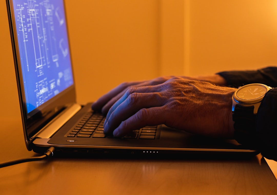 software engineer late night office laptop