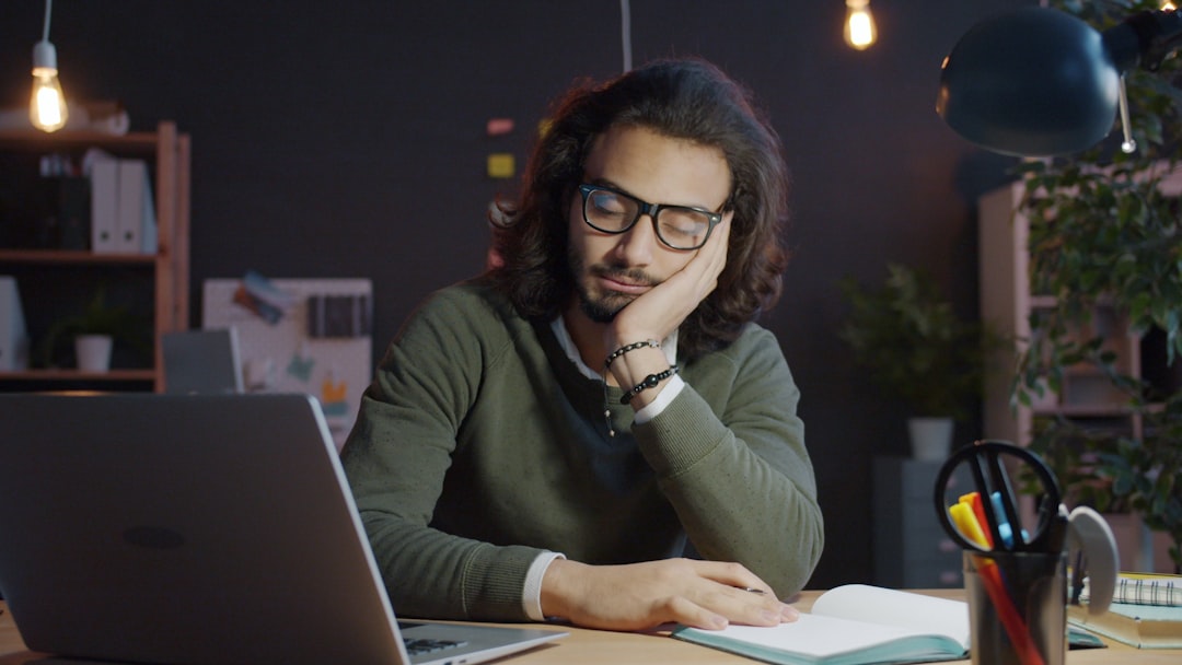 businessman tired office night