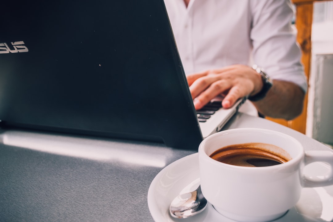 freelance accountant working laptop coffee