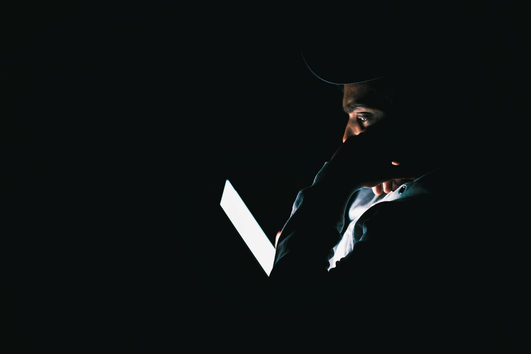 japanese businessman thinking laptop night
