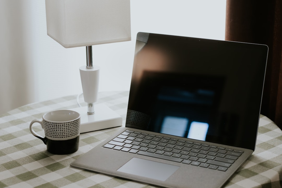 remote work home office laptop coffee