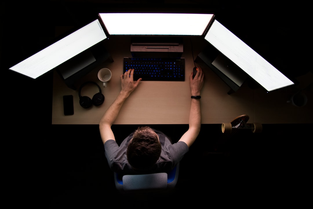 man learning programming night