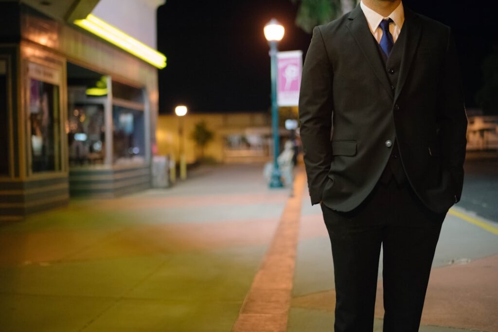 japanese businessman thinking career decision night