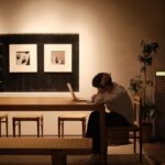 japanese office worker laptop night