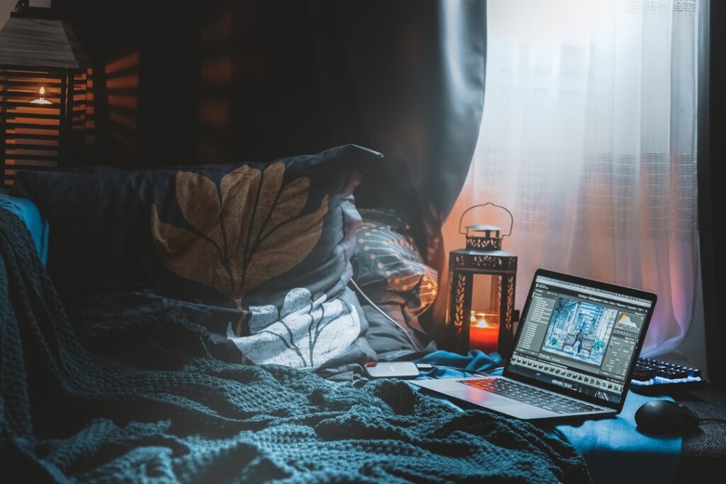 laptop online learning home night