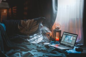 laptop online learning home night