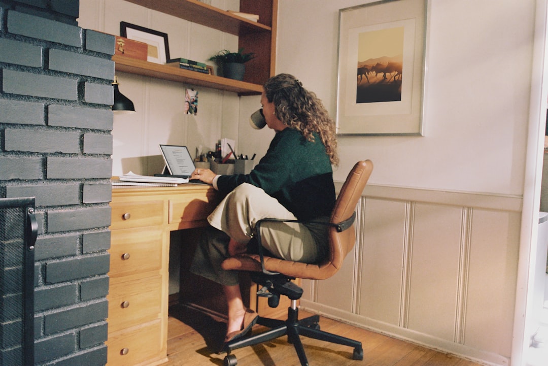 freelancer working laptop home office