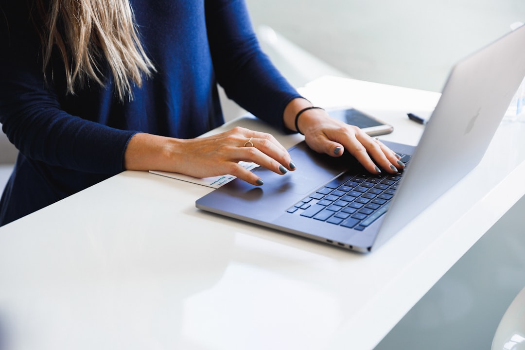 focused professional working laptop