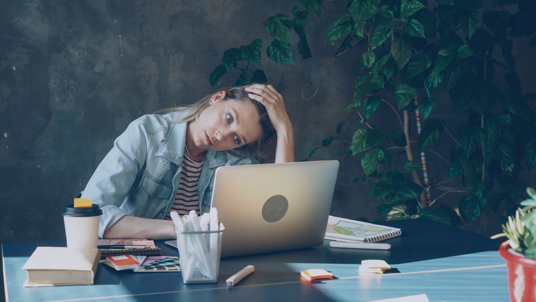 tired woman laptop night