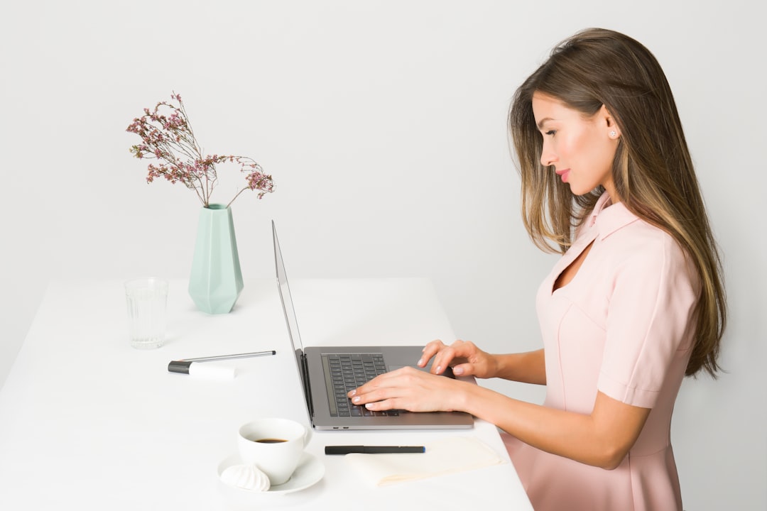 woman laptop home web design study
