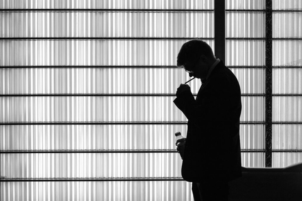 japanese businessman thinking late night
