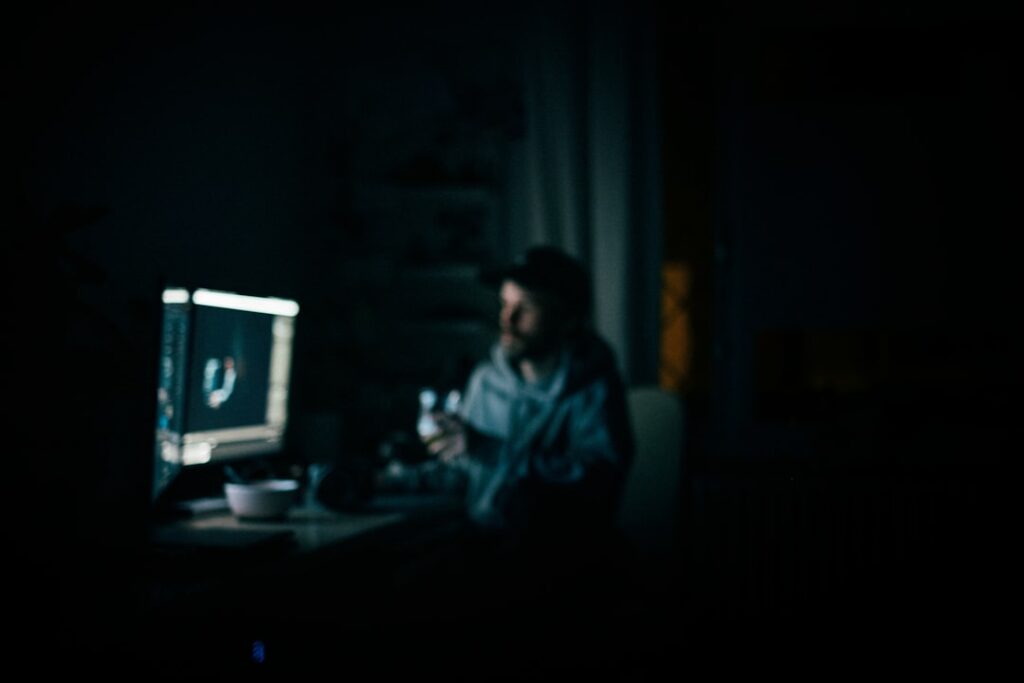 japanese freelancer laptop document late night