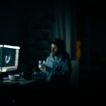 japanese freelancer laptop document late night