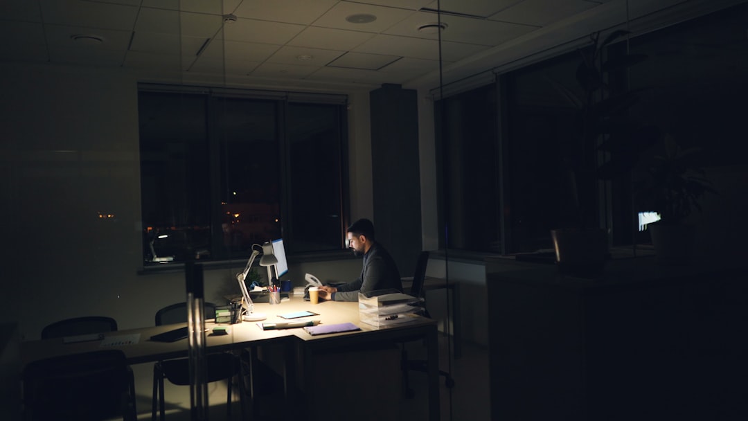 tired japanese salaryman late night office