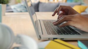 woman laptop online learning home