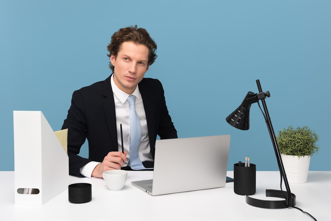 focused man desk routine