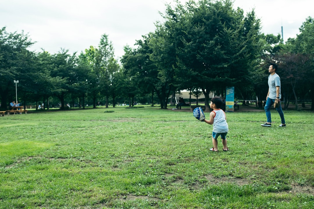 japanese family father child weekend park