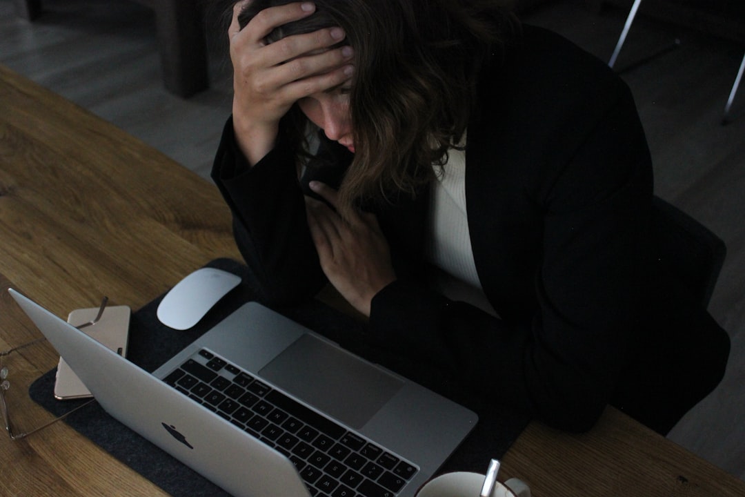 stressed office worker at night