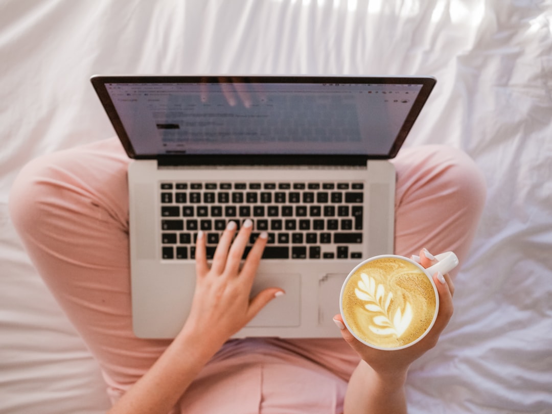 freelancer working laptop coffee