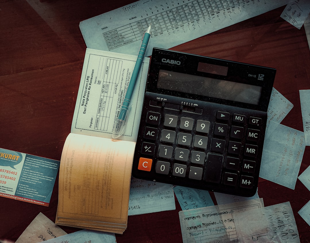 japanese accountant office desk calculator documents