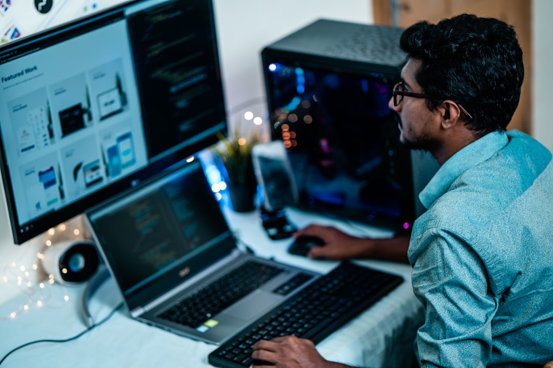 freelance developer working laptop home