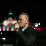 businessman thinking career decision night