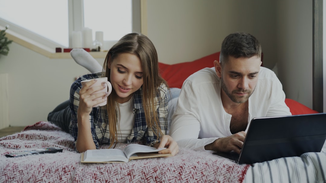 woman smiling laptop coffee home