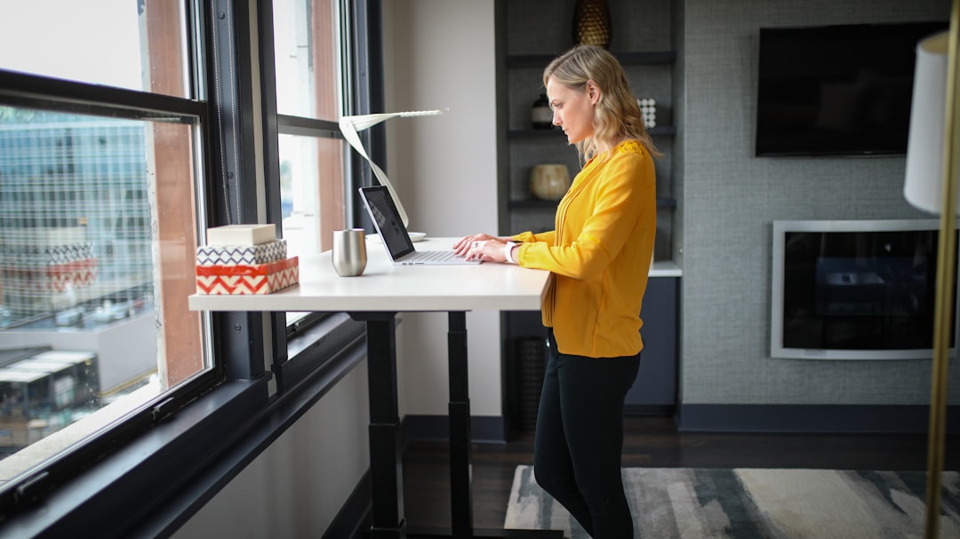 woman confident working home office