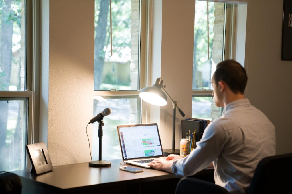 freelance developer working laptop home