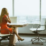 confident businesswoman office thinking