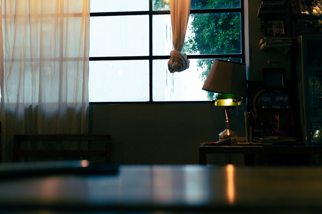 person studying evening home desk