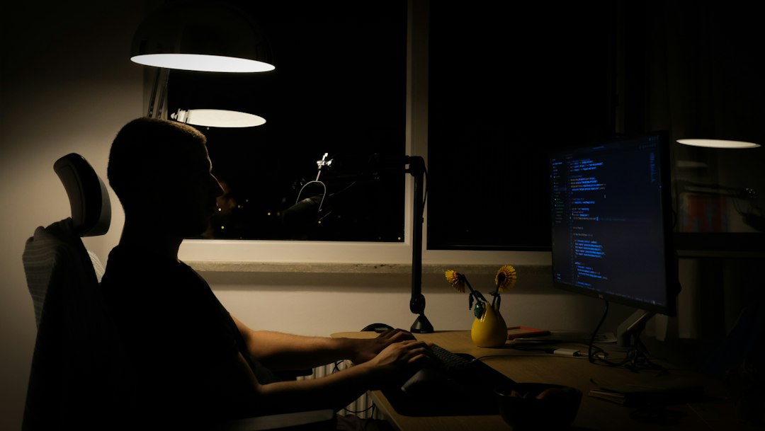 freelance engineer working alone late at night
