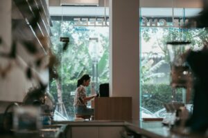 woman planning career at cafe