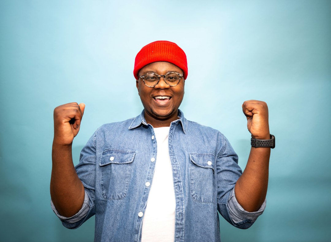 happy man celebrating career success