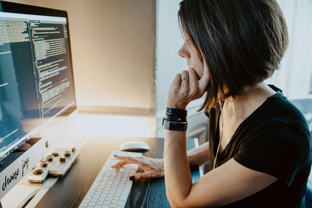 software developer working late at desk