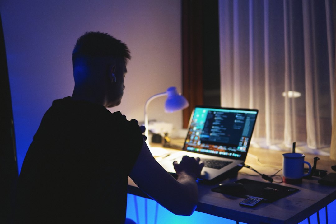 frustrated programmer laptop late night