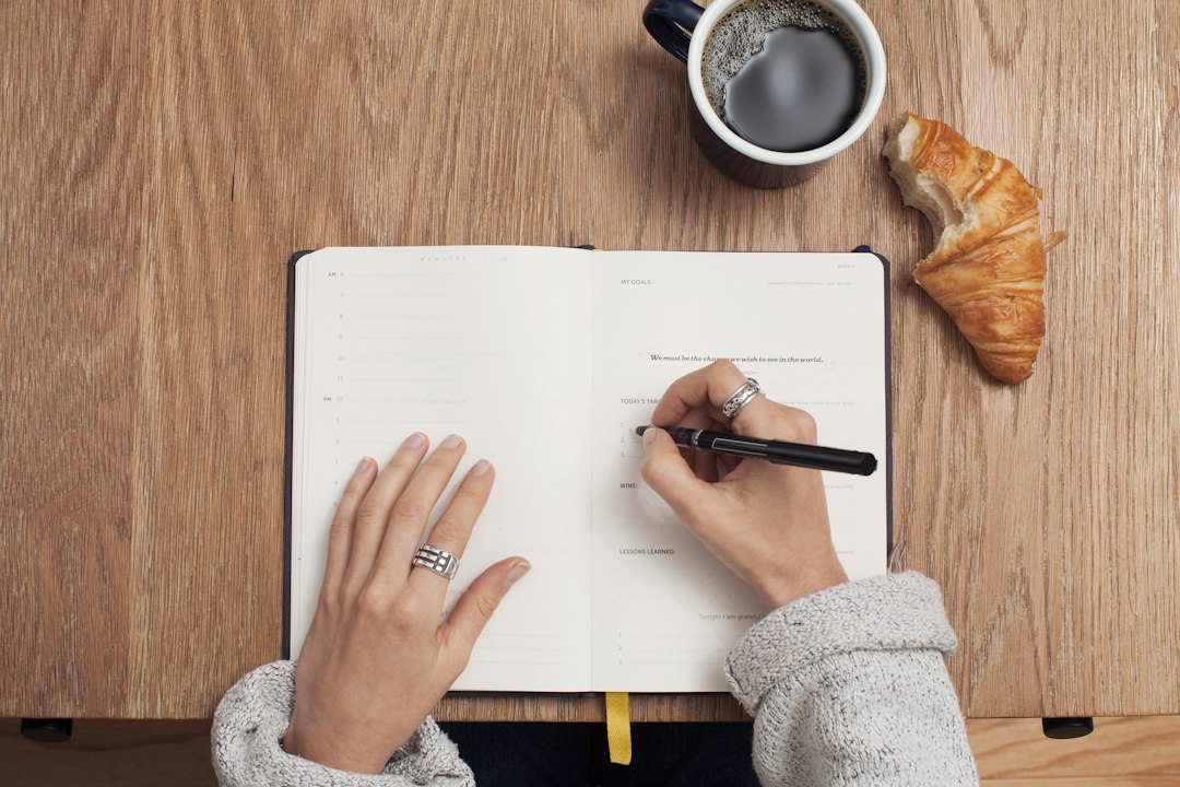checklist planning notebook and coffee