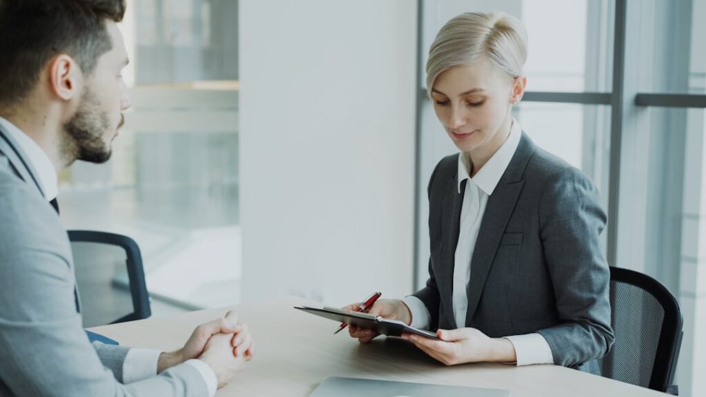 middle aged businessman job interview office