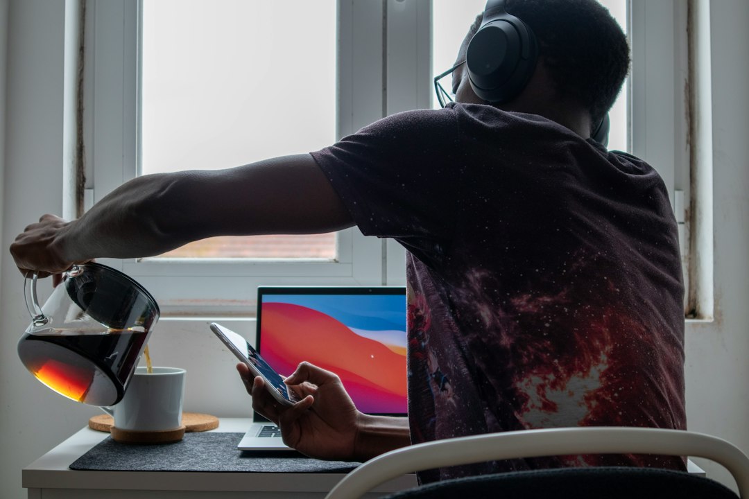 person studying with coffee at home evening