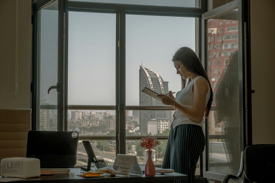 office worker reading documents